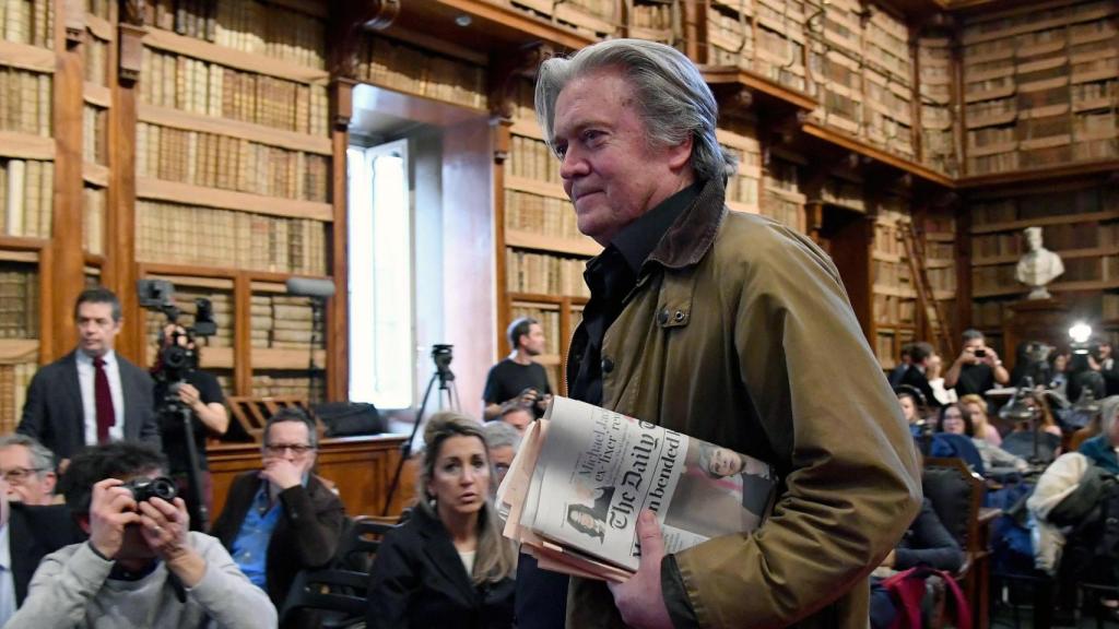 Steve Bannon a su paso por Roma en su gira europea.