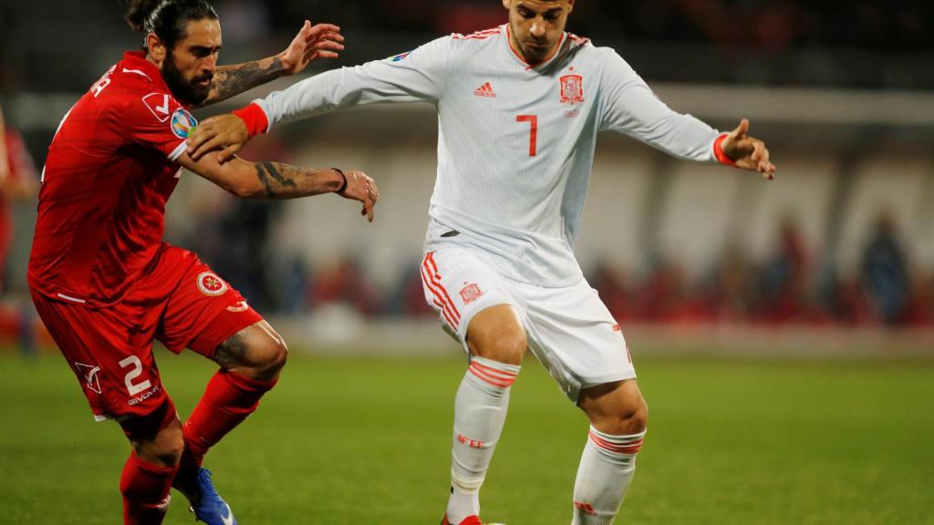 Morata, en un momento del partido ante Malta