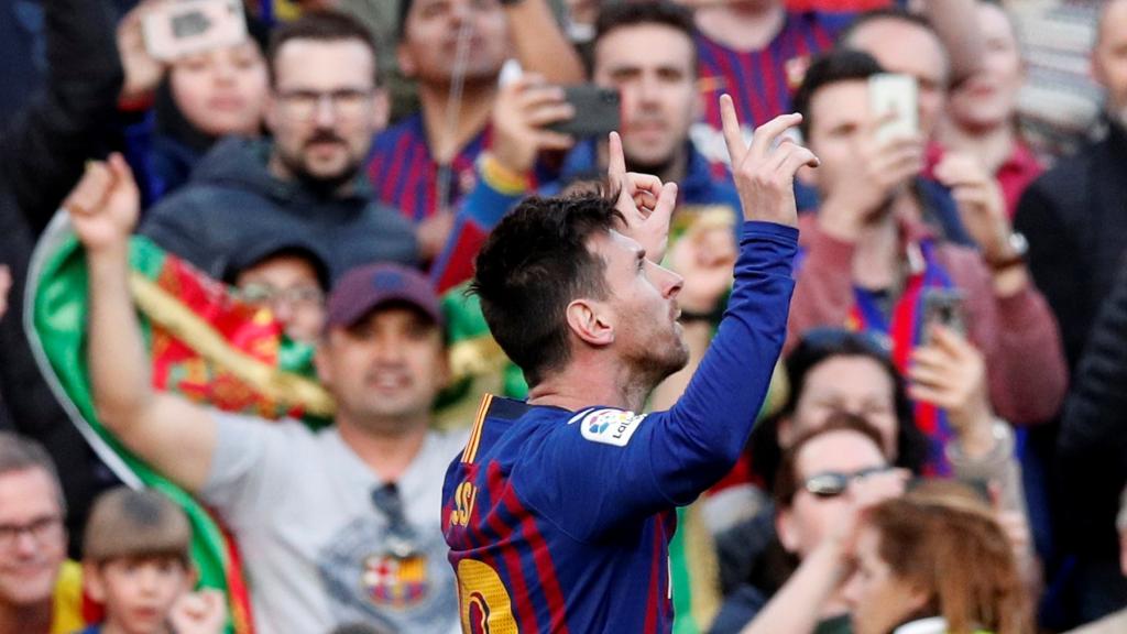 Messi, tras anotar el primer gol del partido