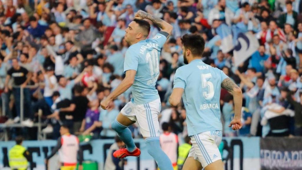 Iago Aspas, tras anotar un gol. Foto Twitter: (@RCCelta)