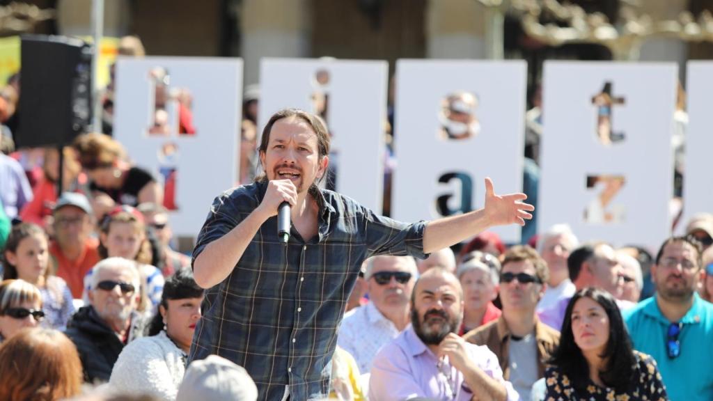 Pablo Iglesias, de mitin en Pamplona.