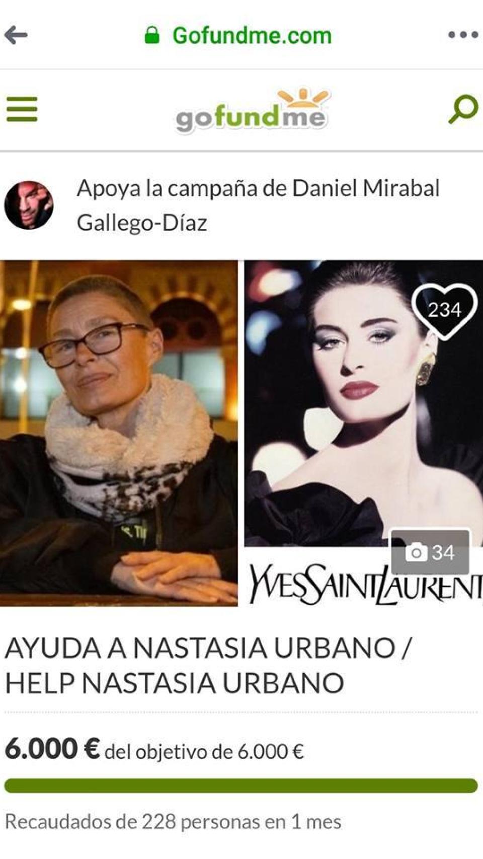 Nastasia Urbano consigue 6.000 euros en la web GoFundMe.