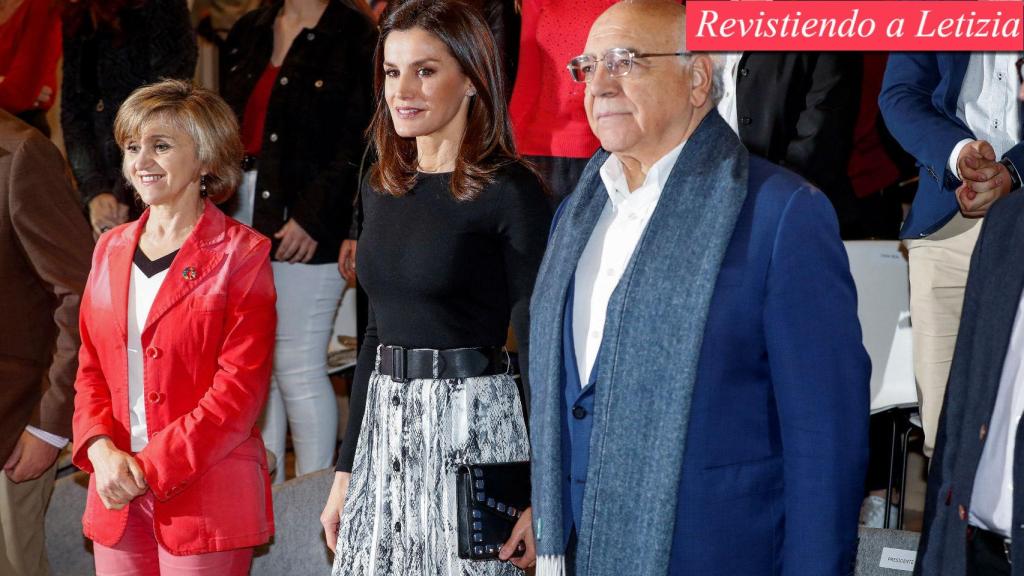 La reina Letizia junto a la ministra de Sanidad María Luisa Carcedo e Ignacio Bayón Mariné, presidente del Patronato de la Fundación de Ayuda contra la Drogadicción (FAD).