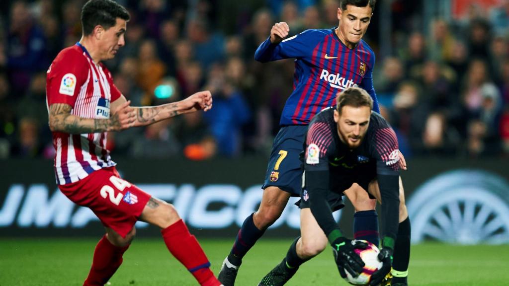 Oblak, en un momento del partido