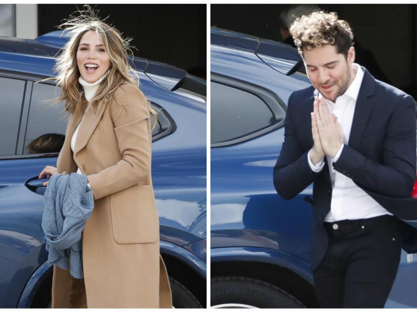 Elena Tablada junto a David Bisbal a la salida del hospital en montaje JALEOS.