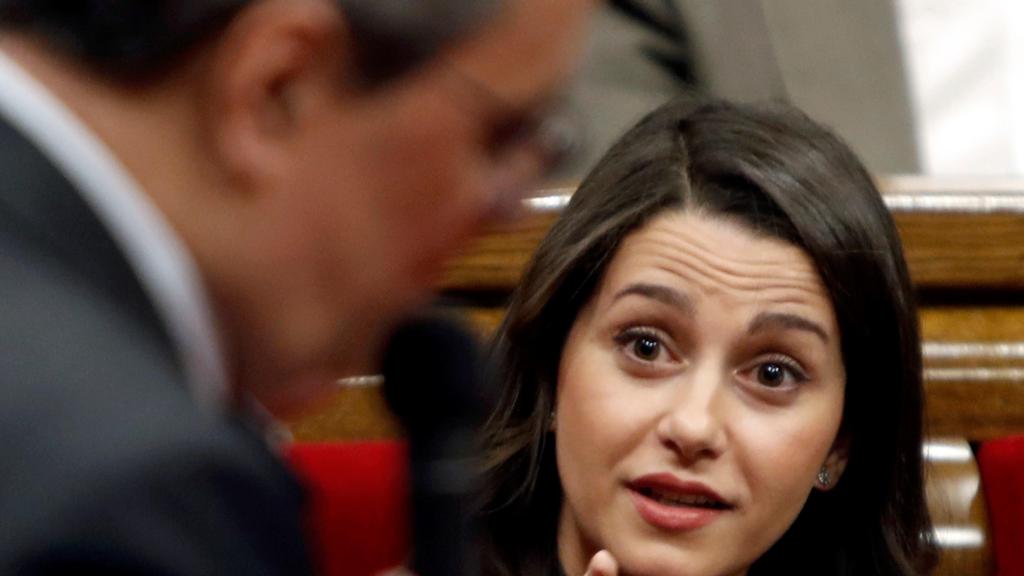 Quim Torra e Inés Arrimadas en una sesión plenaria en el Parlament.
