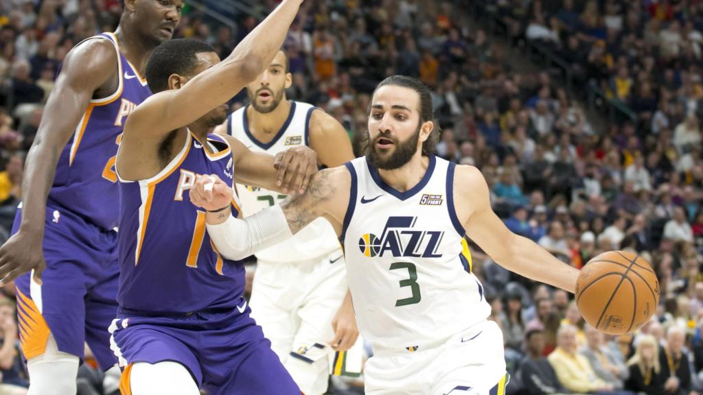 Ricky Rubio, en un choque con los Utah Jazz
