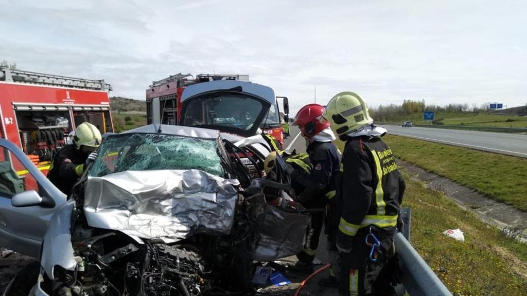 Accidente de Javi Pérez. Foto: Twitter. (@Bomberos_VG)