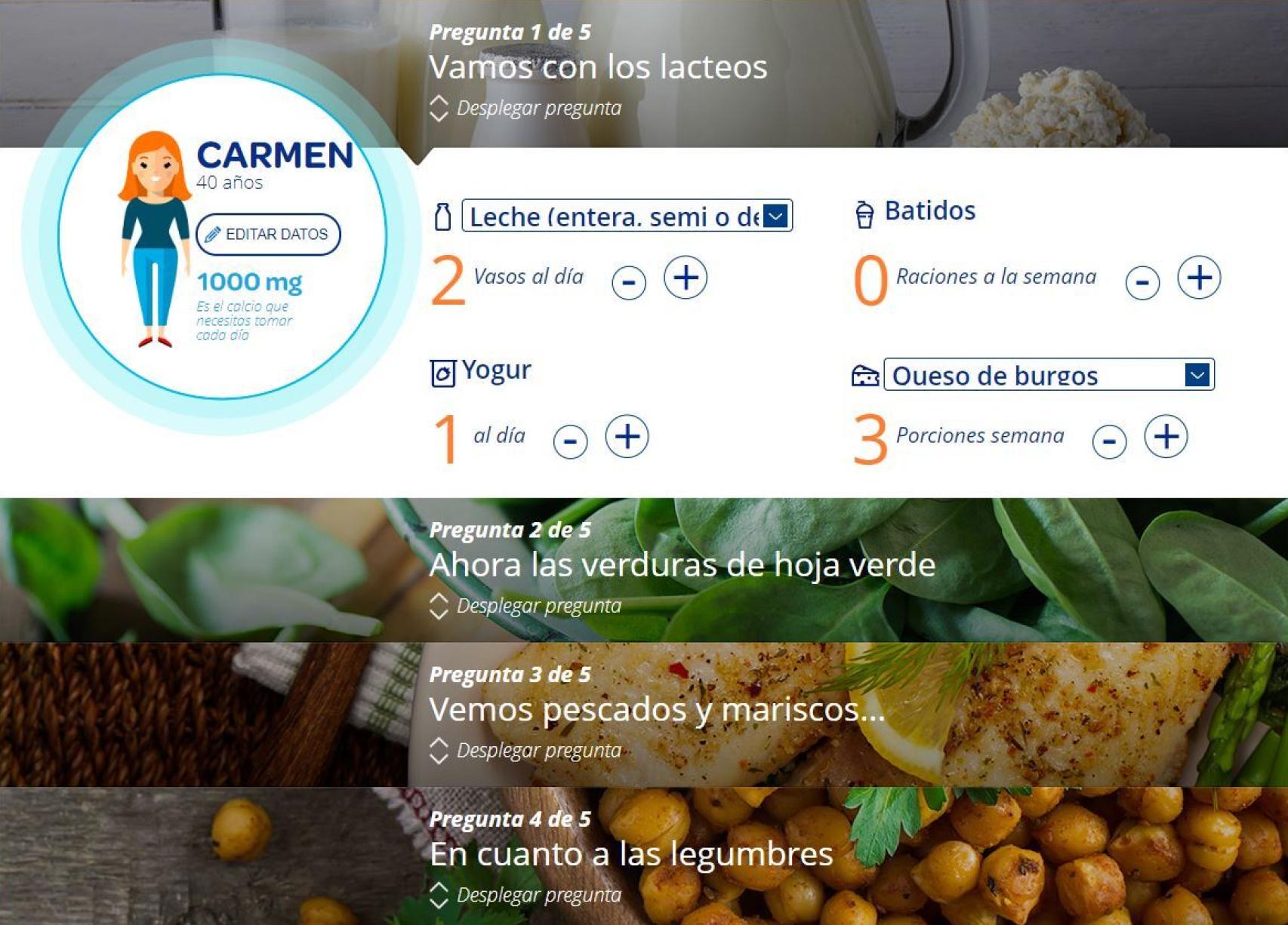 La segunda pantalla nos pide especificar nuestro tipo de dieta.