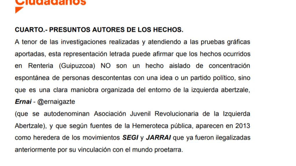 Denuncia de Ciudadanos ante la Fiscalía General del Estado.