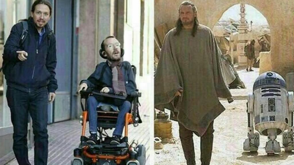 Iglesias y Echenique comparados con un fotograma de Star Wars: La amenaza fantasma.