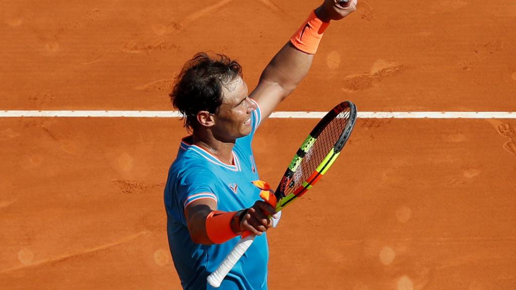 Nadal, celebrando su victoria ante Dimitrov.