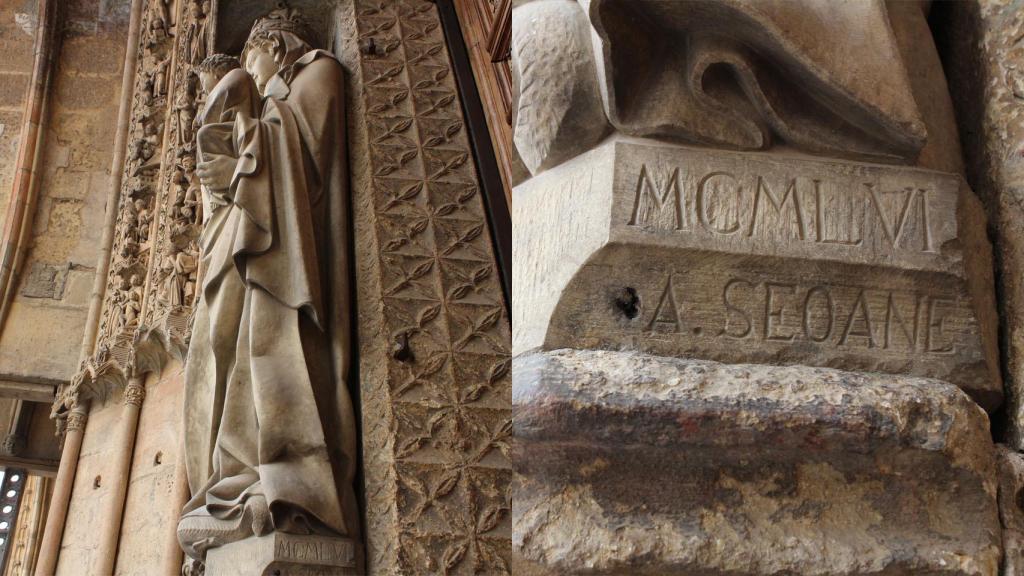 Réplica de La Virgen Blanca de la catedral de León, la única obra que firmó Seoane.