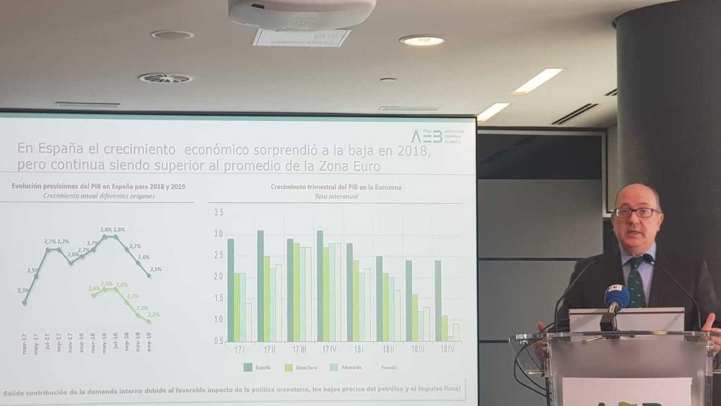José María Roldán, presidente de la AEB durante la presentación de resultados.