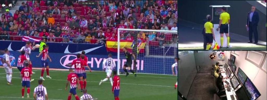 Penalti de Arias no señalo por Melero López tras el aviso del VAR. Foto: Twitter (@elchiringuitotv)