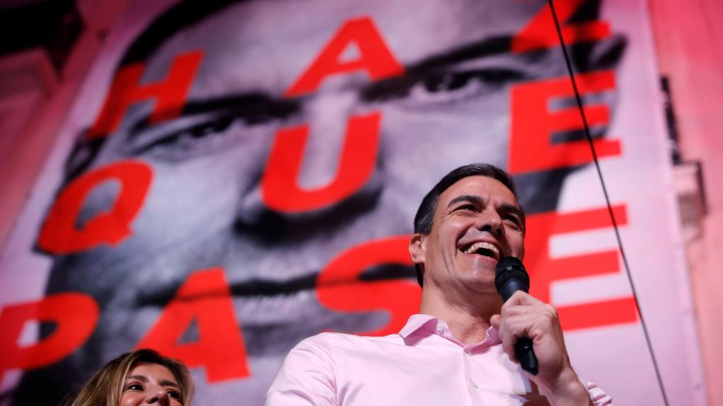 Pedro Sánchez, durante su valoración de los resultados electorales.
