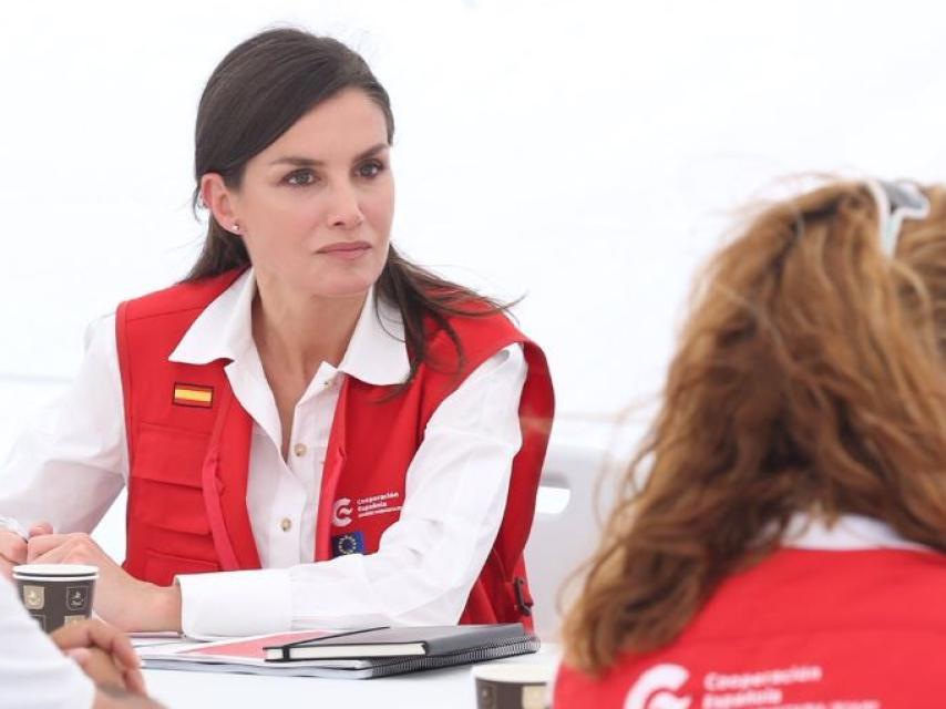 Detalle de los pendientes de diamantes que la Reina ha lucido.