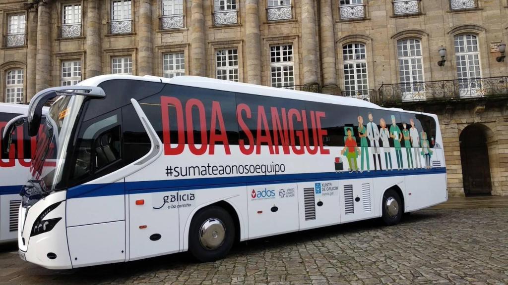 Unidad móvil de donación de sangre.