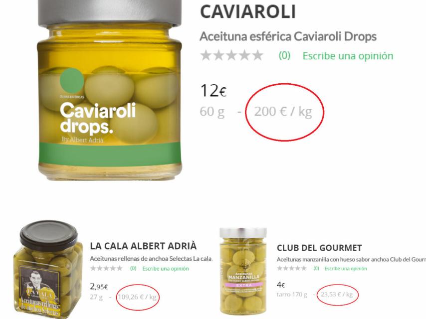 Varias marcas de aceitunas 'gourmet' y su precio