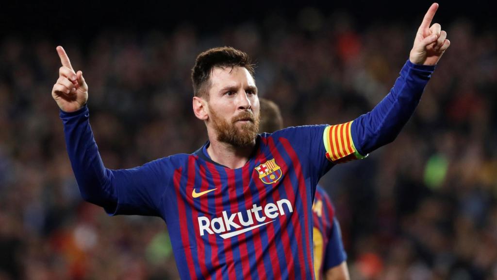 Leo Messi en su duelo ante el Liverpool