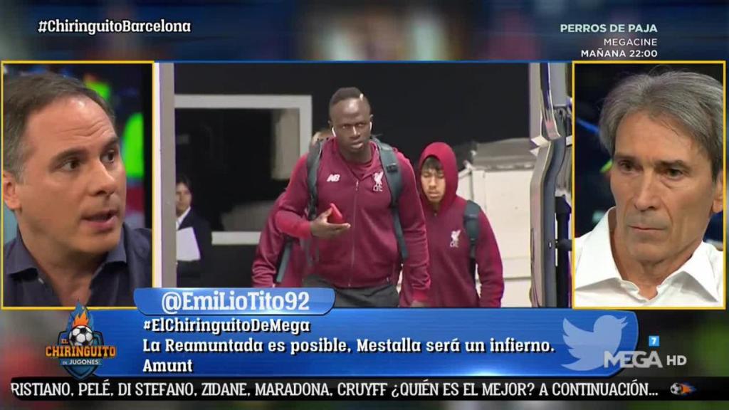 Manu Sainz en El Chiringuito. Foto: Twitter (@elchiringuitotv)