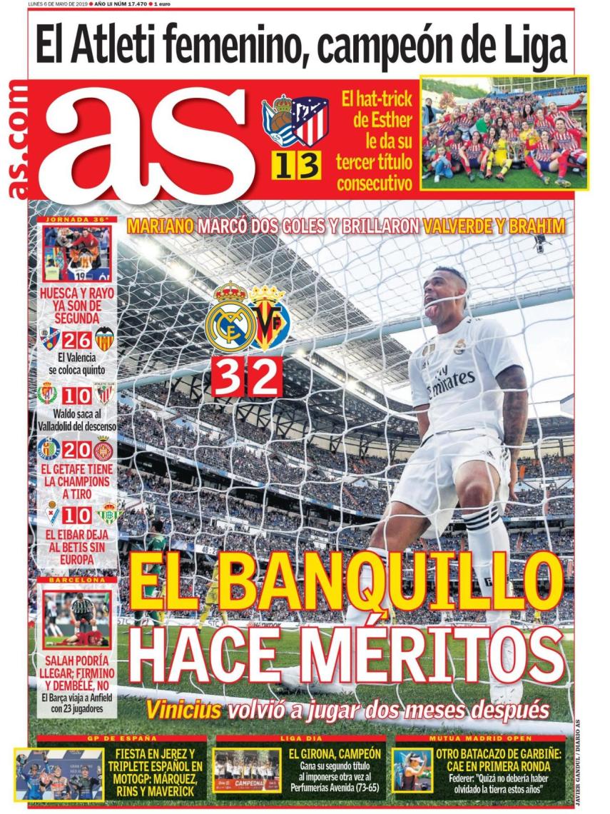 La portada del diario AS (06/05/2019)