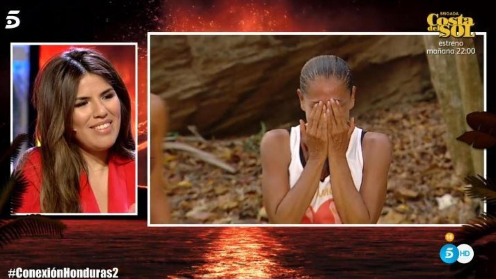 Pantoja emocionada con la intervención de su hija.