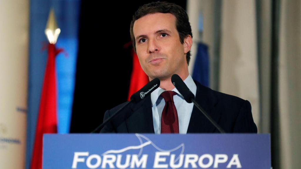 Pablo Casado pronuncia su discurso durante un desayuno informativo.