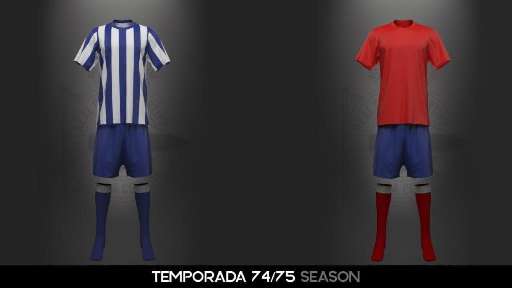 Primera aparición del rojo en las camisetas del Dépor, en 1974.