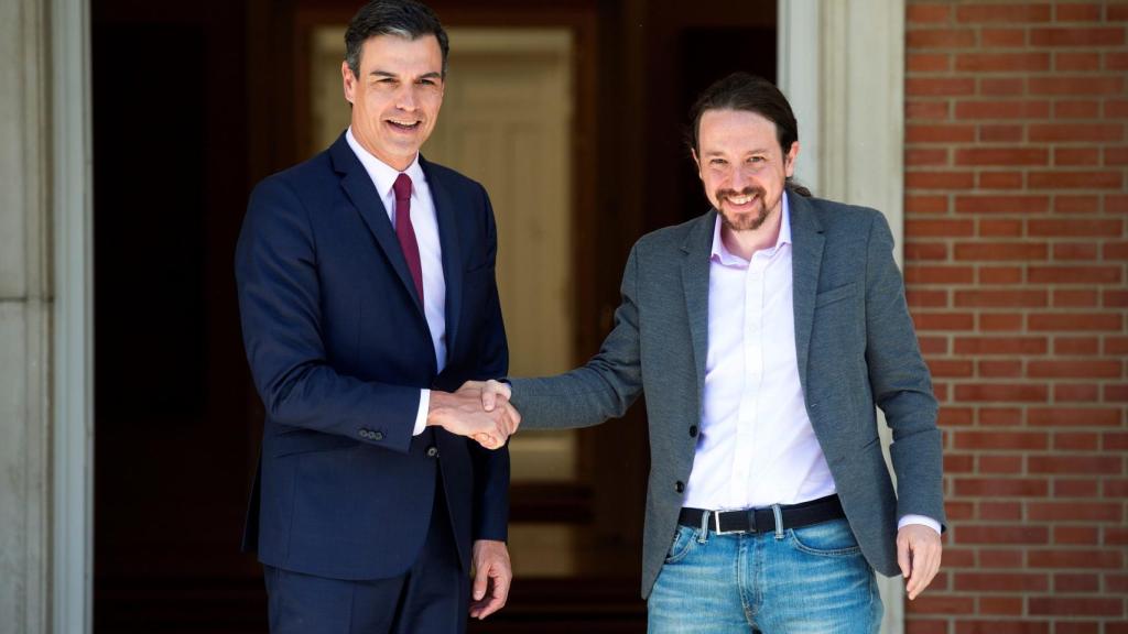 Pedro Sánchez y Pablo Iglesias en el Palacio de la Moncloa.