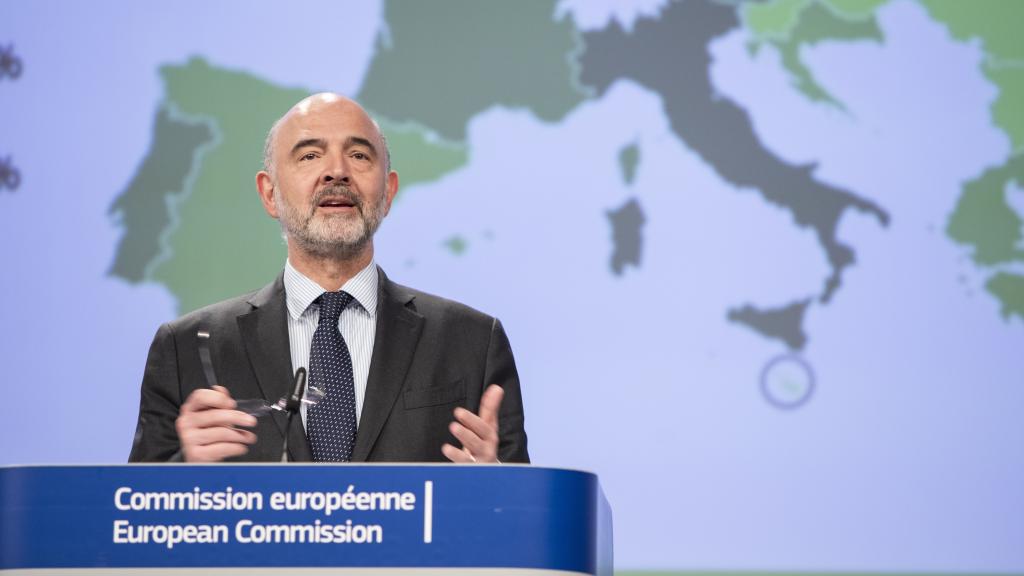 El comisario Pierre Moscovici, durante la presentación de las previsiones de primavera