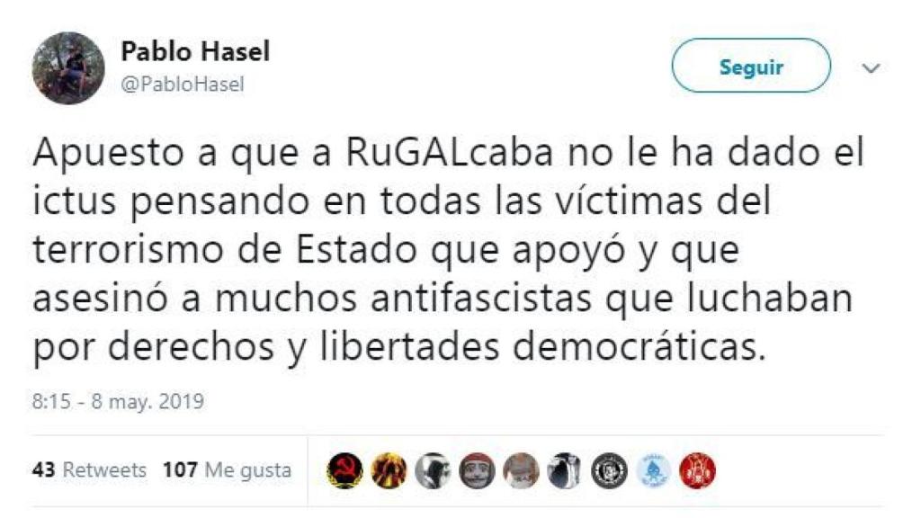 El polémico tuit de Hasel.
