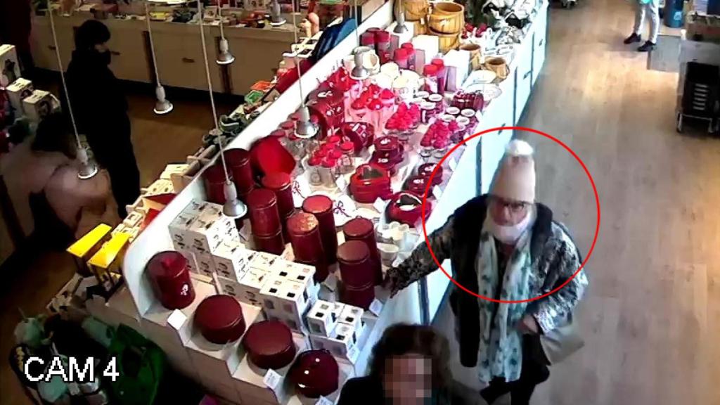 María del Carmen Tehijovich durante un robo cometido en una tienda de Salamanca en octubre del año pasado.