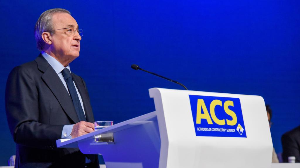 Florentino Pérez, presidente de ACS, durante la junta general de accionistas de 2019.