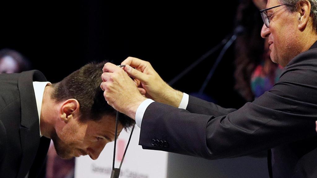 Quim Torra y Leo Messi en el acto
