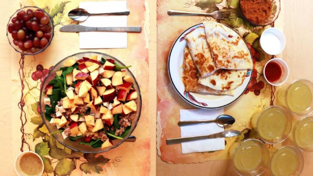 A la izquierda, menú con alimentos no procesados y a la derecha, con ultraprocesados / Hall et al./Cell Metabolism