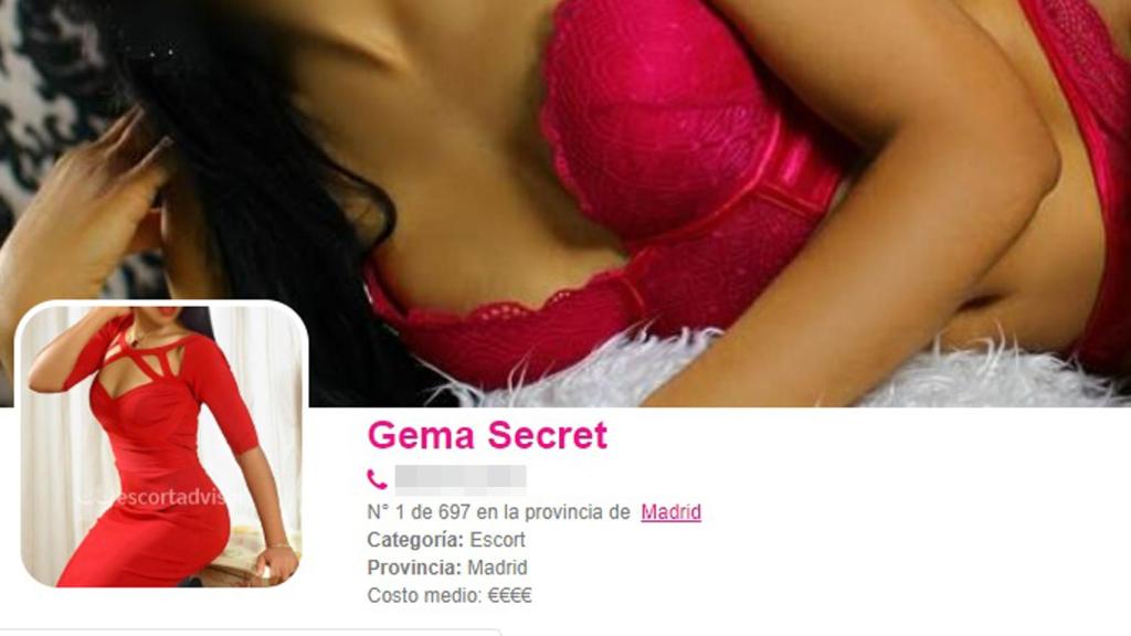Perfil de Gema Secret en Escort Advisor.