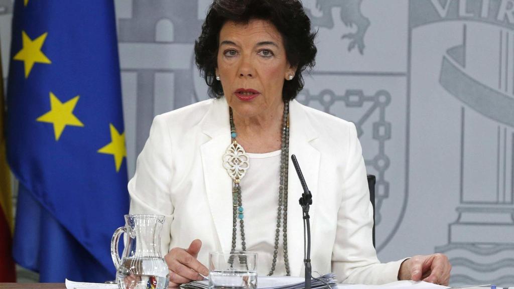 Isabel Celaá, portavoz del Gobierno, este viernes en Moncloa.