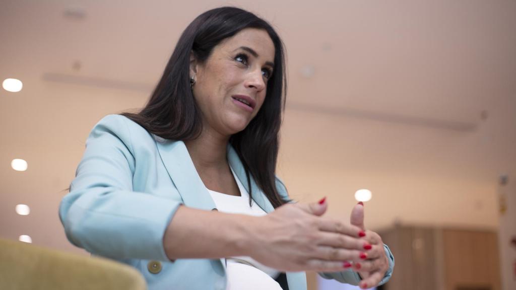 Begoña Villacís, durante la última entrevista que mantuvo antes de dar a luz.