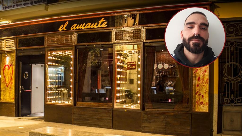 Bar El Amante donde ocurrió la agresión, y una fotografía del chico que lo denunció a través de Google (gyenvy) y Twitter (@kreativakollect).