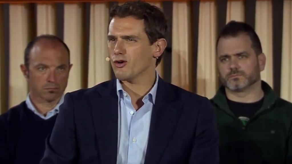 Albert Rivera durante un acto de Navarra Suma en Estella (Navarra).