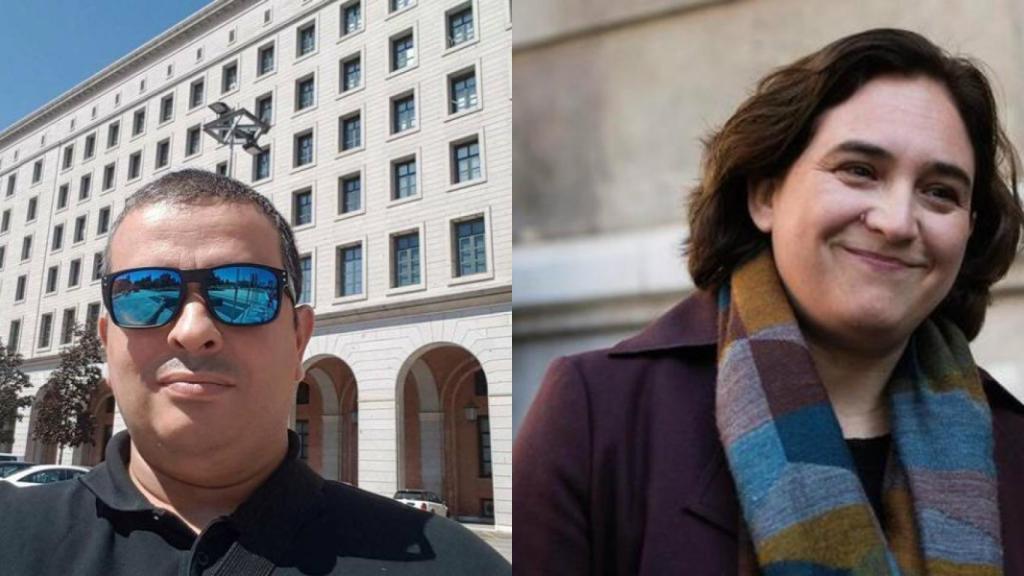 Tito Álvarez, portavoz de Élite Taxi y Ada Colau, alcaldesa de Barcelona y candidata de Barcelona en Comú.