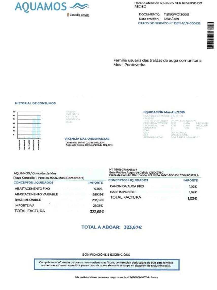 Carta falsa del recibo del agua. Foto: El Faro de Vigo