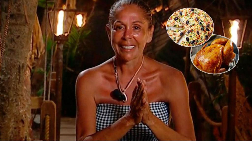Isabel Pantoja, feliz tras comer en 'Supervivientes'.