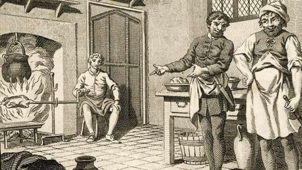 Lambert retratado en un grabado como ayudante de cocina