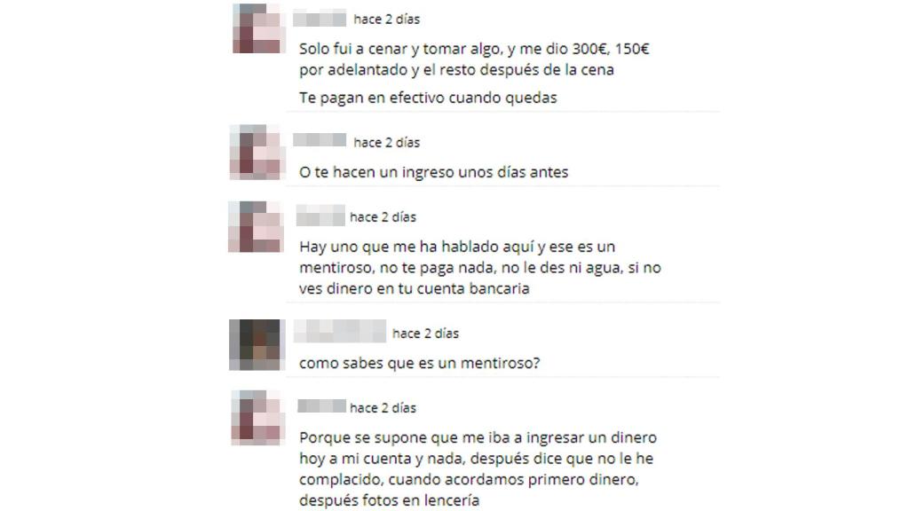 Conversación en la que A. explica a EL ESPAÑOL su experiencia como Sugar Baby.