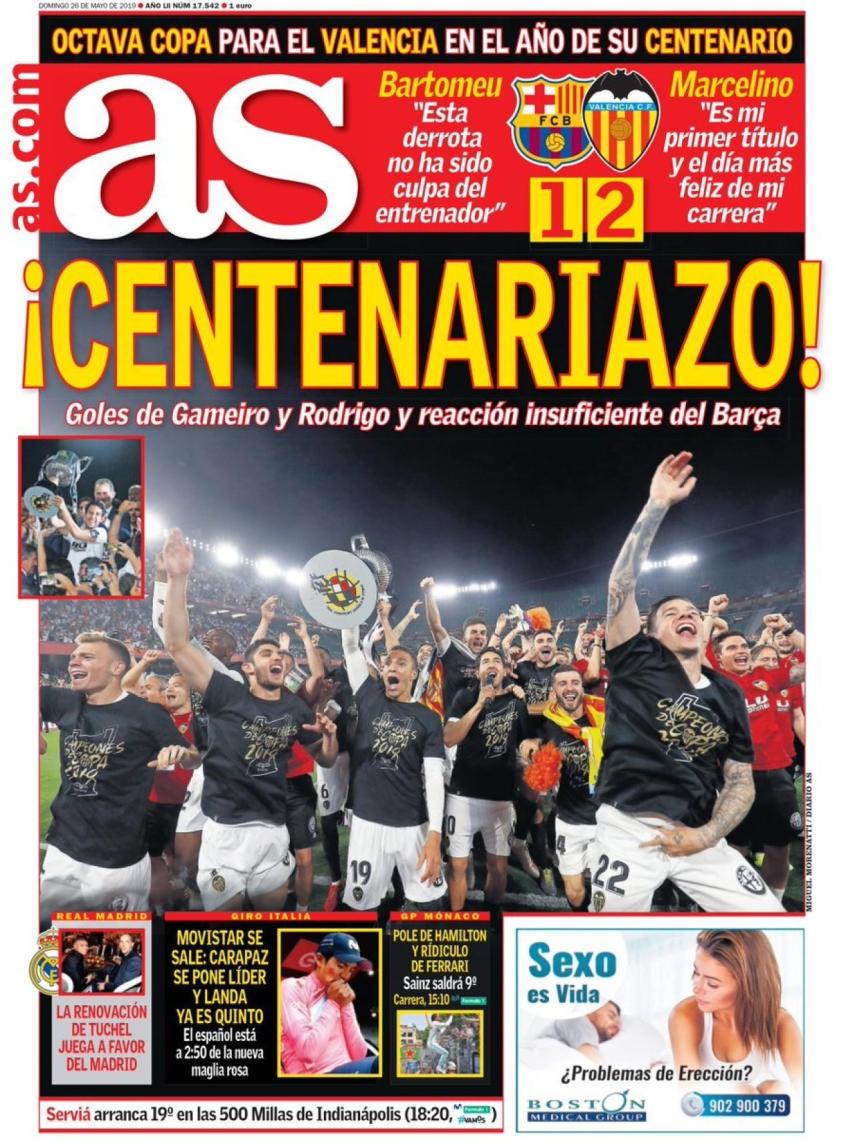 La portada del diario AS (26/05/2019)
