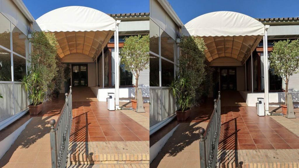 Imagen tomada con HDR (izquierda) y sin HDR (derecha)
