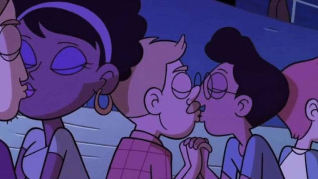 Beso gay en la misma serie.