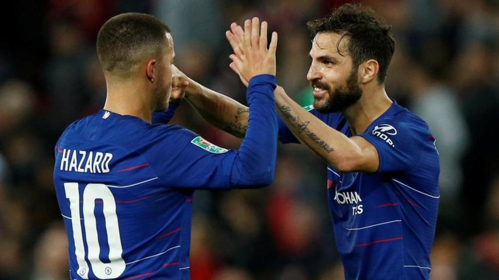 Cesc y Hazard durante un partido del Chelsea